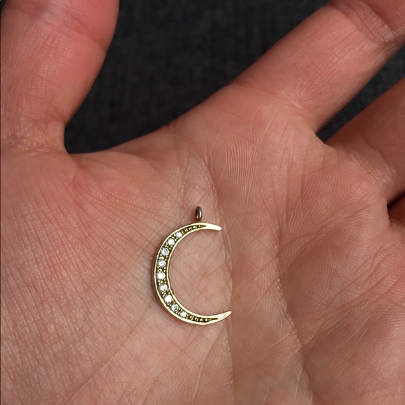 🌈SOLD🌈14kt Gold Plated Moon and Gem Pendent - Picture 1 of 4